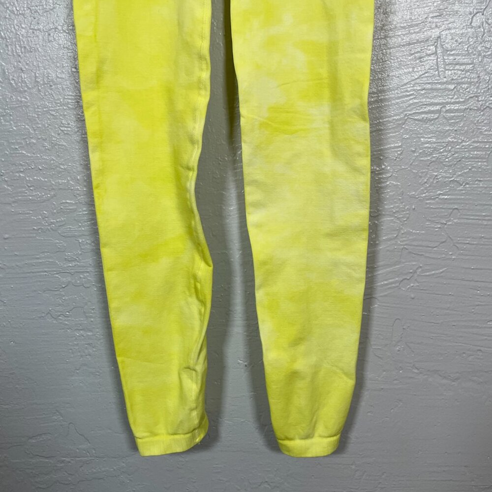 Free People Movement Women XS/ S Yellow White Tie Dye Good Karma Legging Workout - Picture 2 of 8